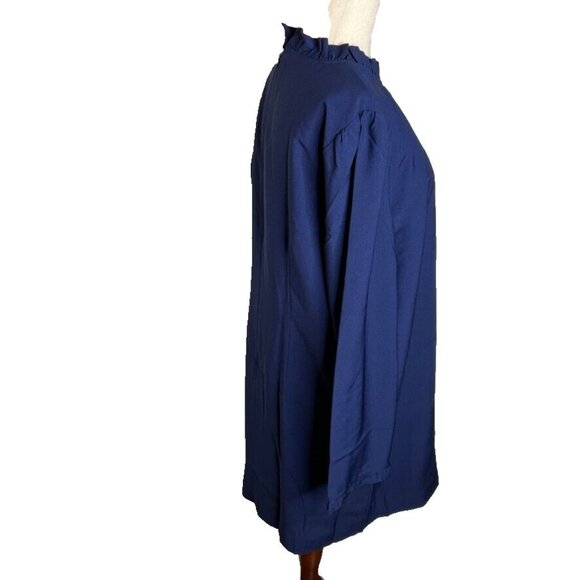 J.Crew Womens $110 Ruffleneck Shift Dress Antique Navy Size 12 BT122 - Picture 4 of 7